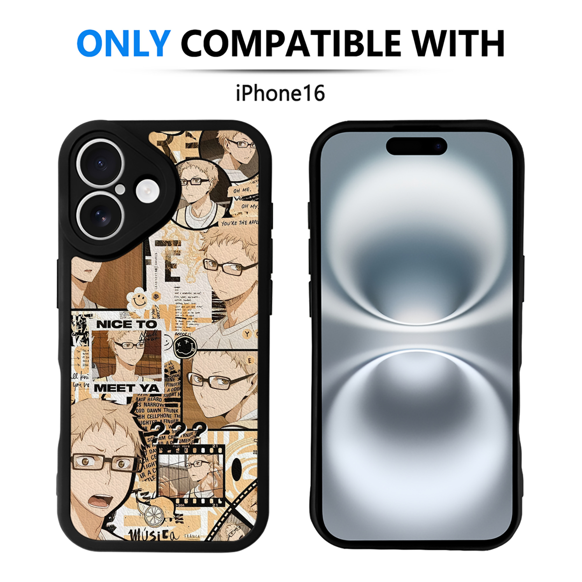 （画像用） ハイキュー!! Haikyu!! 【iPhone 16シリーズ対応】シリコンスマホケース（レザー調） 材質：シリコン